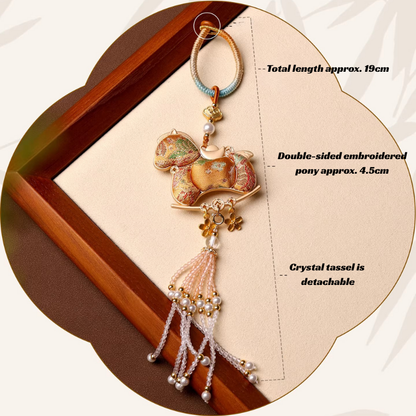 Double-Sided Song Jin Horse & Crystal Tassel Charm | Lucky Charm for Car, Bag
