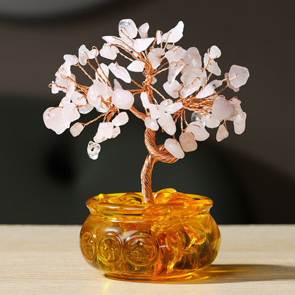 Rose Quartz Feng Shui Tree For Love - Harmony & Relationship Planter