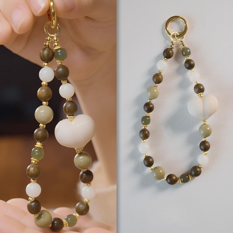 Phone Strap | Forest Letter – Hetian Jade & Green Sandalwood for Calm & Protection