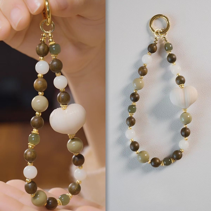 Phone Strap | Forest Letter – Hetian Jade & Green Sandalwood for Calm & Protection