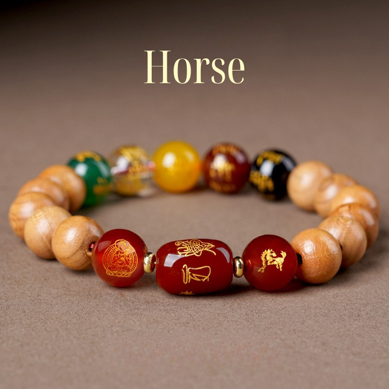 12 Zodiac Bracelet｜Peach Wood Wealth God & Buddha Protection