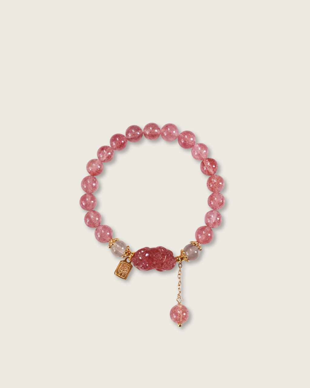 Summer Crush, Pixiu Strawberry Quartz Bracelet, Find Your Mr. Right
