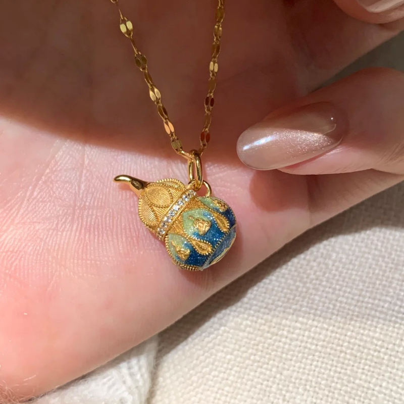 Gold-Plated 925 Silver｜Enamel Color Gourd Necklace