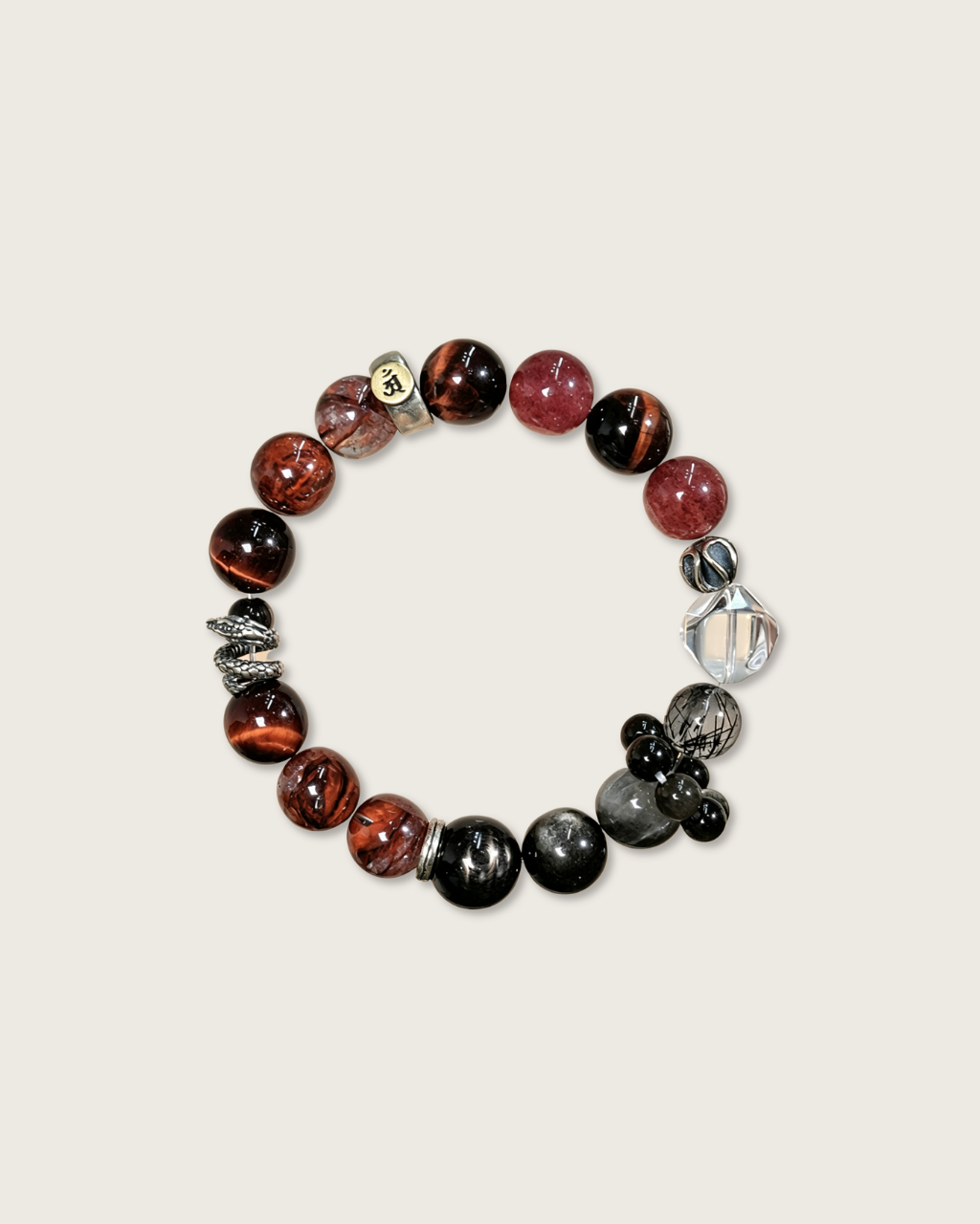 Snake Blessing, Mixed Crystal Bracelet, Shield Your Year