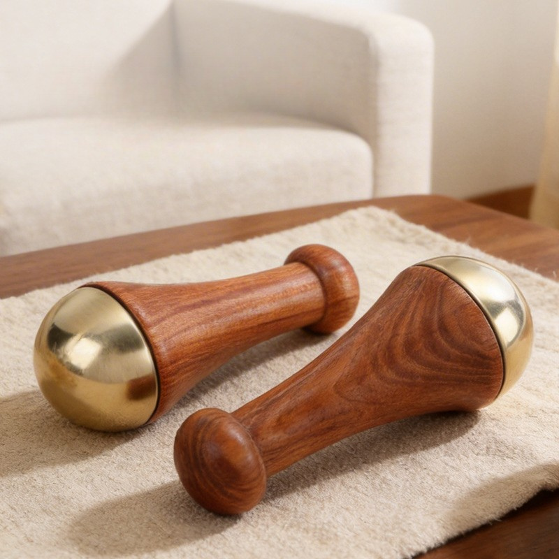 Massage Tool | Brass Massage Hammer - Rosewood Handle for Face & Dai Meridian Massage