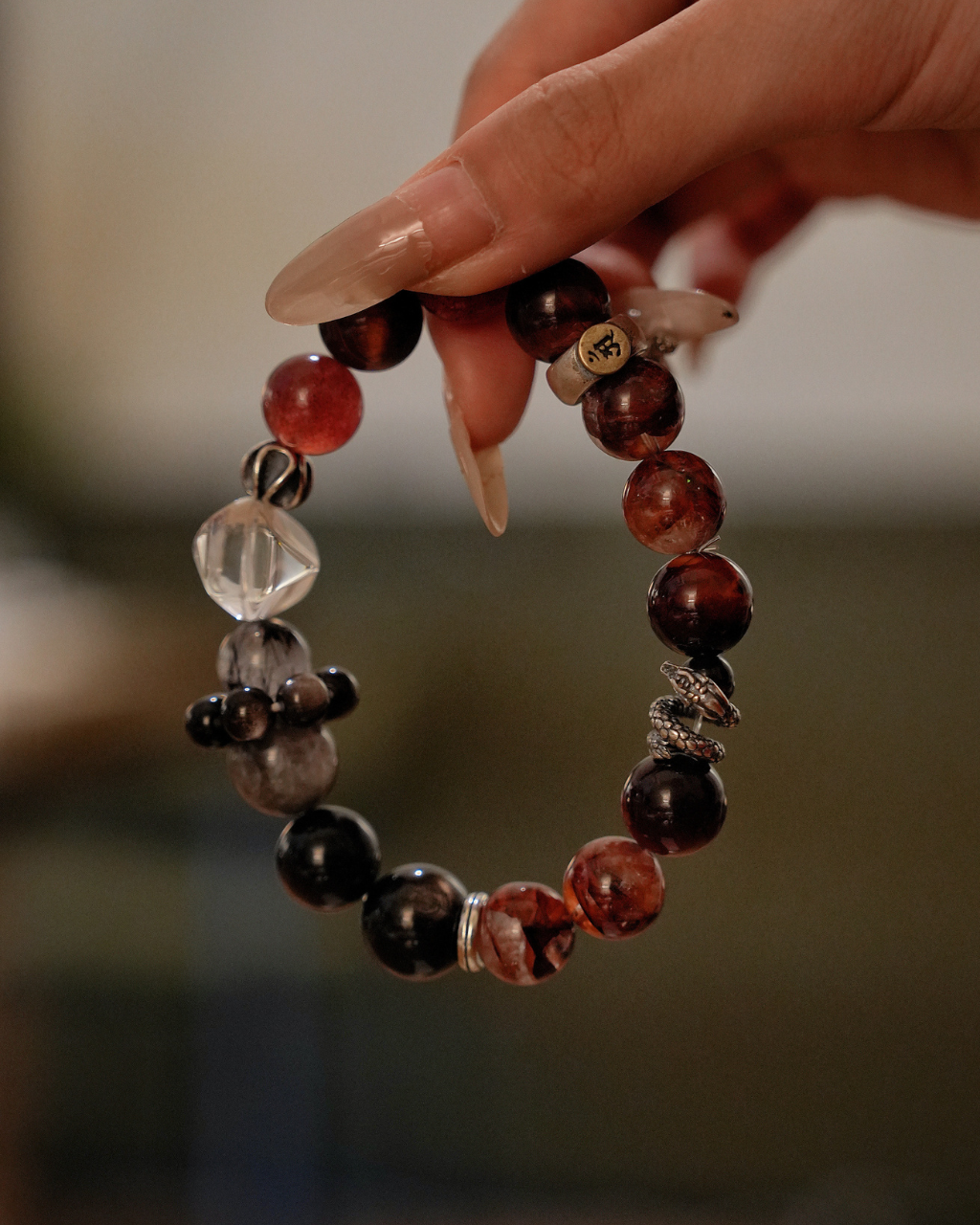 Snake Blessing, Mixed Crystal Bracelet, Shield Your Year