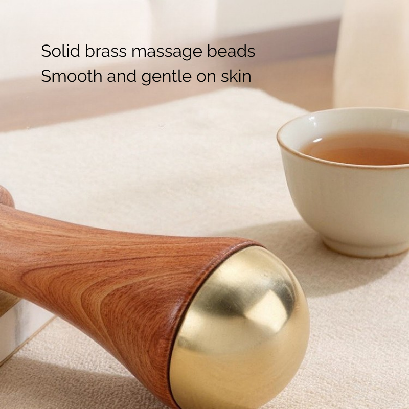 Massage Tool | Brass Massage Hammer - Rosewood Handle for Face & Dai Meridian Massage