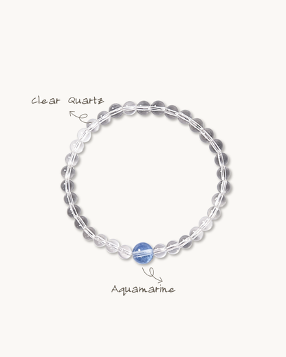 Pure Clarity, Clear Quartz & Aquamarine Bracelet, Clear Your Energy