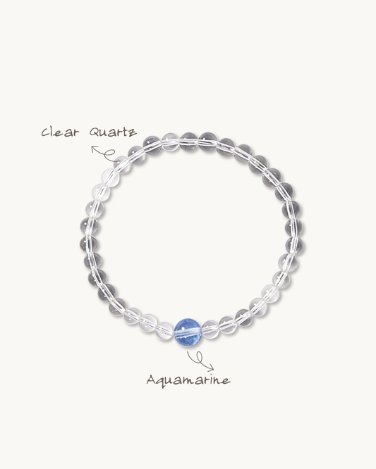 Pure Clarity, Clear Quartz & Aquamarine Bracelet, Clear Your Energy