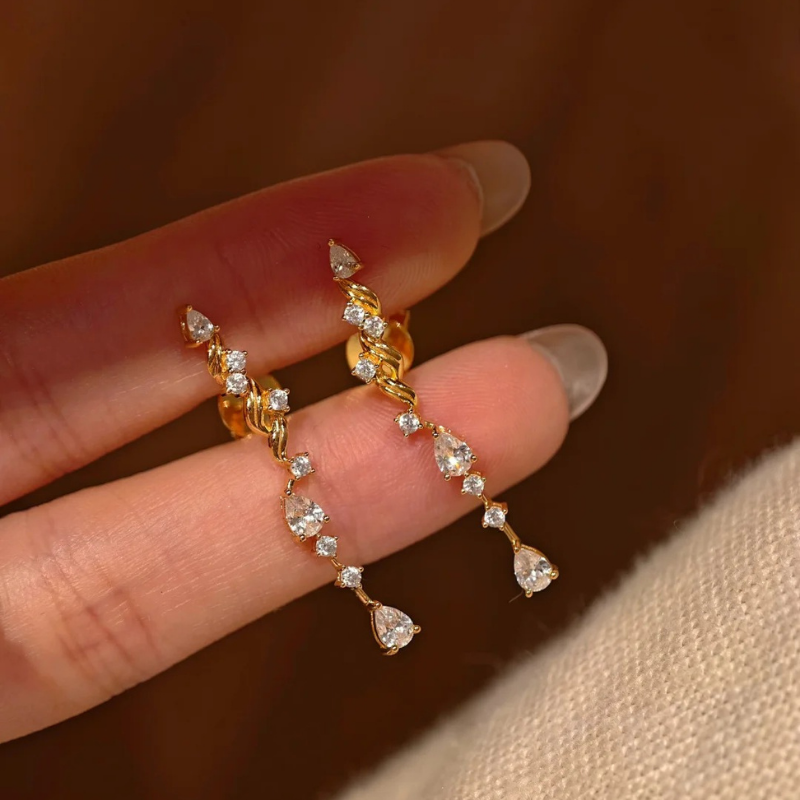 Gold-Plated 925 Silver｜ Shimmering Earrings