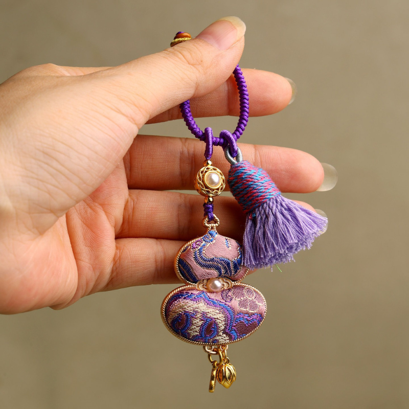 Embroidered Gourd Charm | Classic Symbol of Good Fortune with Braided Tassel