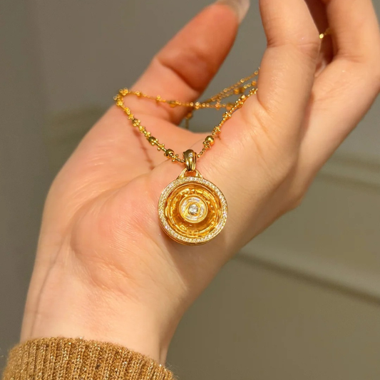 Gold-Plated 925 Silver｜Flowing Wealth Spinning Compass - Citrine Pendant for Money & Career