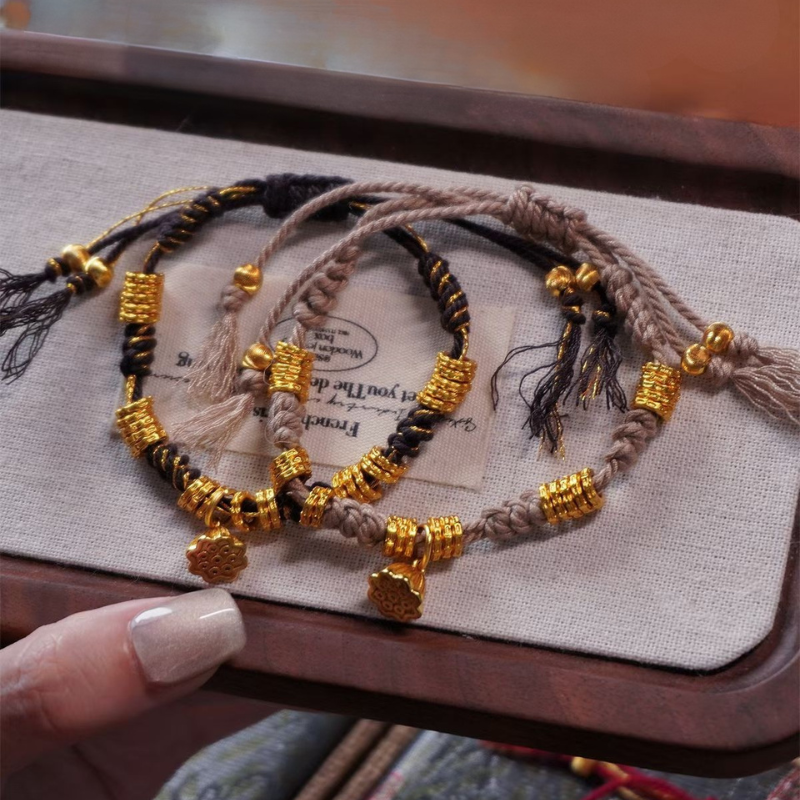 Handmade Braided Bracelet｜Lotus Blessing Lucky Cord