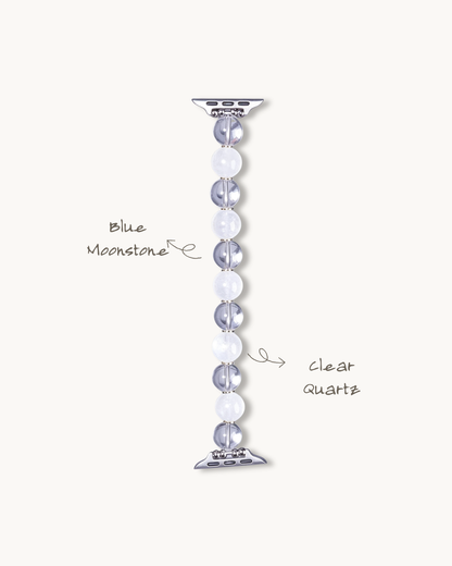 Mountain Snow, Clear Quartz & Moonstone Watch Band, Powerful Purification