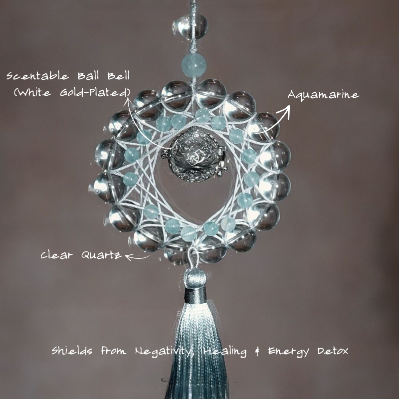 Charm Pendant｜Clear Quartz & Aquamarine, Guard Blessing & Keep Peaceful Mind