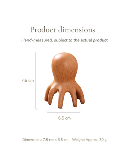 Wooden Octopus Scalp Meridian Comb