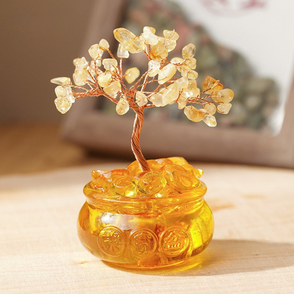 Citrine Feng Shui Tree For Money - Wealth & Abundance Planter