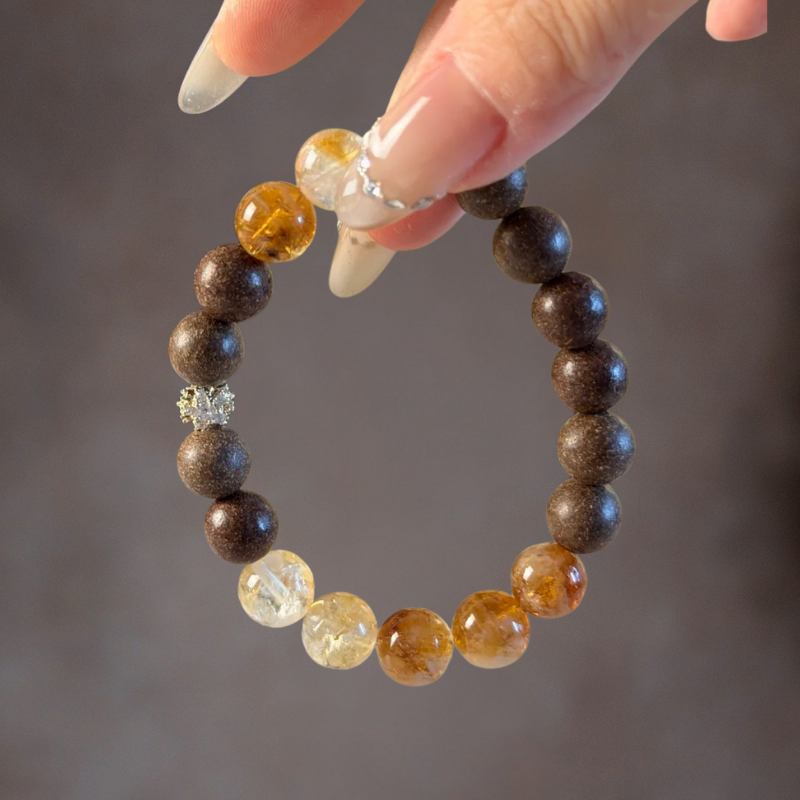 Herbal Incense Bracelet｜"Golden Abundance", Yellow Aura Quartz & Citrine, Various Herbal Recipes Available
