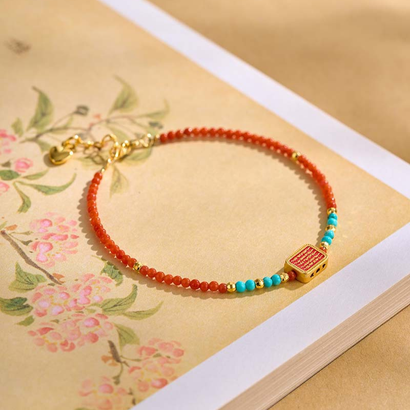 Nanhong Beads & Five Mantras Bracelet - Tibetan Buddhist Protection & Blessings