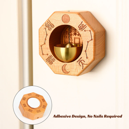Bagua Peach Wood & Brass Talisman Door Chime | Feng Shui Protection & Energy Harmony