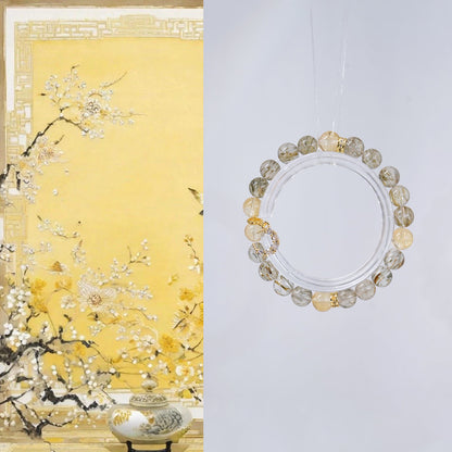 Bracelet｜"Glory and Splendor" Green Tourmalinated Quartz & Golden Aura Quartz for Wealth & Vitality