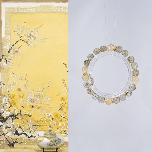 Bracelet｜"Glory and Splendor" Green Tourmalinated Quartz & Golden Aura Quartz for Wealth & Vitality