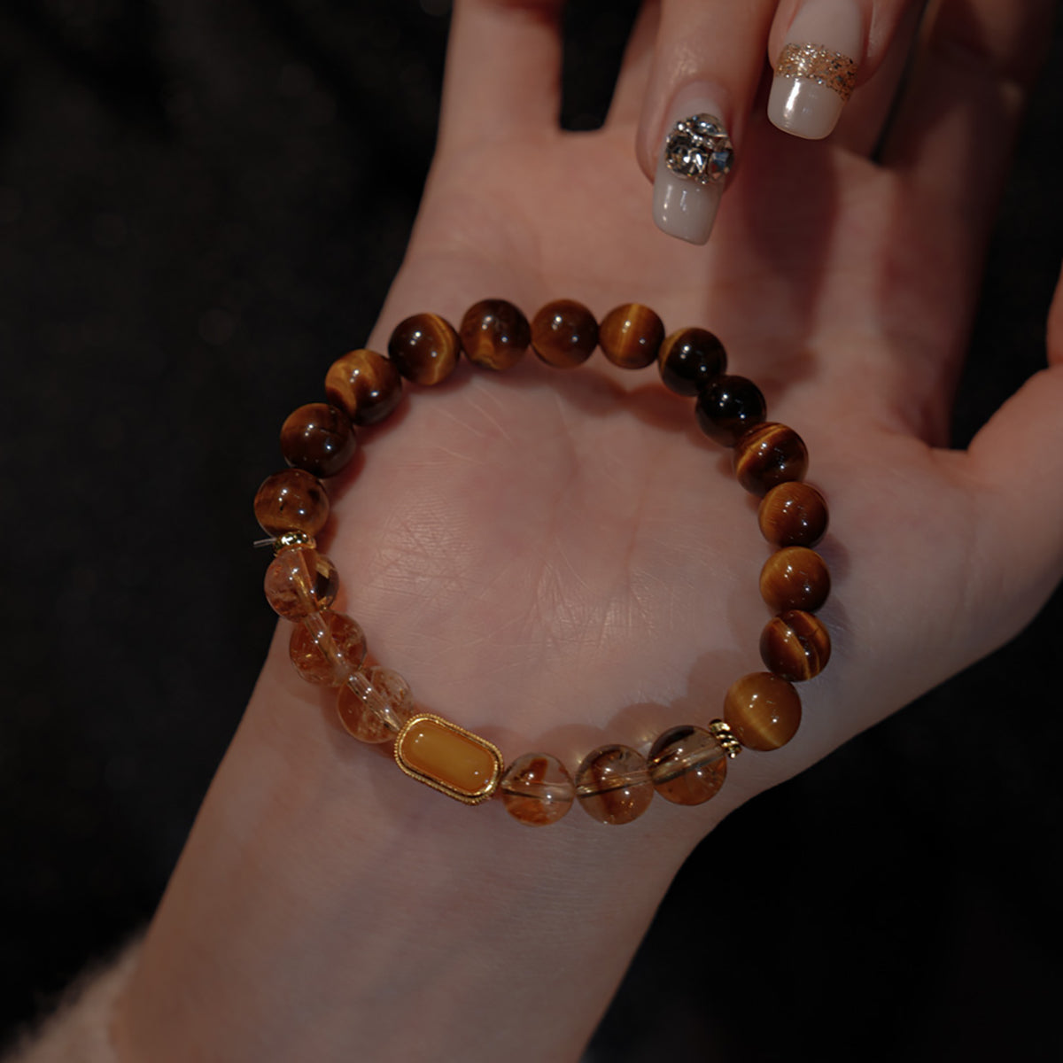 Bracelet｜Amber Glow Tiger's Eye & Citrine for Confidence Communication Wealth