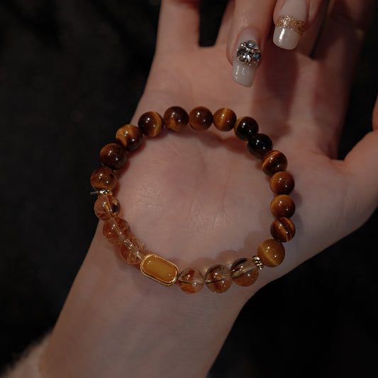 Bracelet｜Amber Glow Tiger's Eye & Citrine for Confidence Communication Wealth