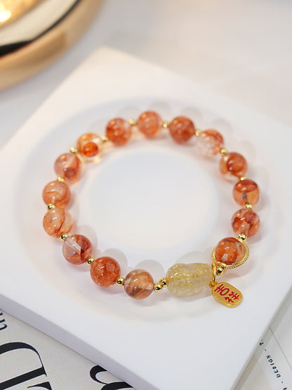 Bracelet｜"Maple Syrup Aventurine" Red Aventurine & Citrine for Wealth & Luck