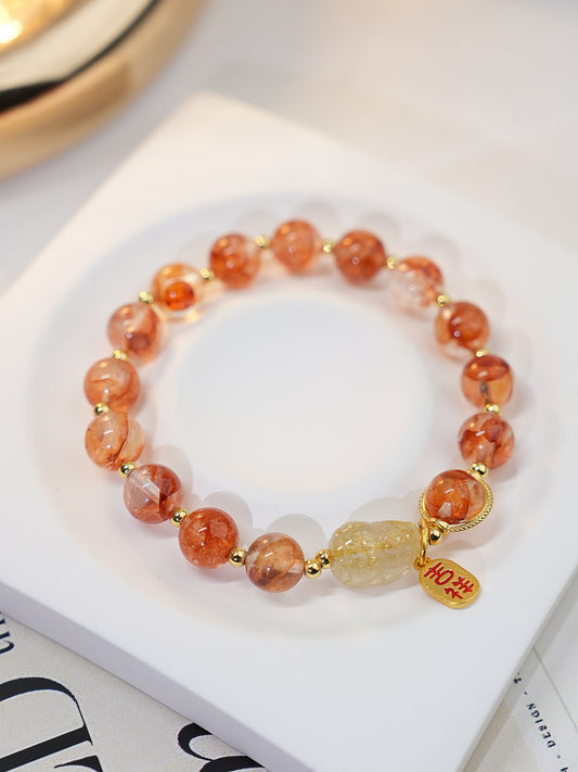 Bracelet｜"Maple Syrup Aventurine" Red Aventurine & Citrine for Wealth & Luck