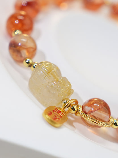 Bracelet｜"Maple Syrup Aventurine" Red Aventurine & Citrine for Wealth & Luck