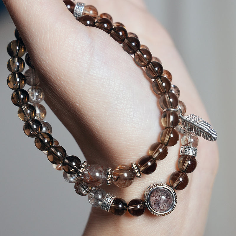 Double-wrap Bracelet｜"Twilight Glow" Super Seven & Smoky Quartz for Purify & Stability