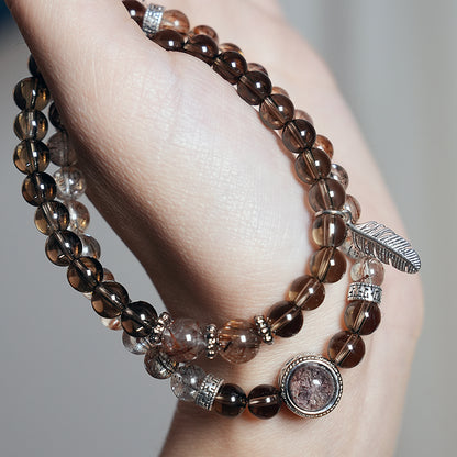 Double-wrap Bracelet｜"Twilight Glow" Super Seven & Smoky Quartz for Purify & Stability