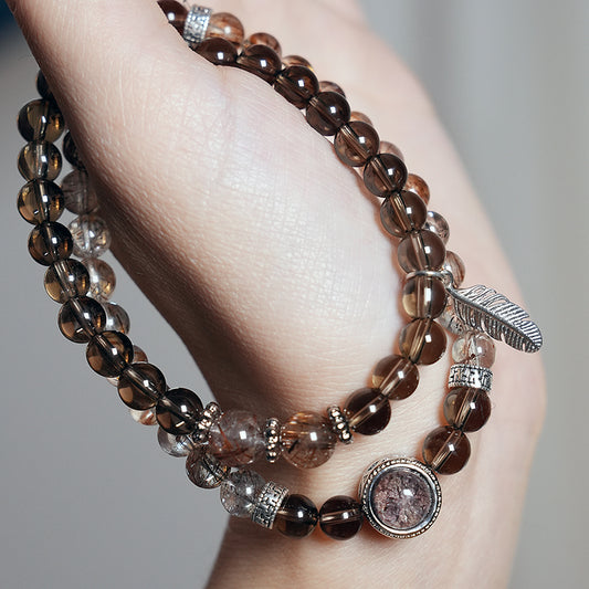 Double-wrap Bracelet｜"Twilight Glow" Super Seven & Smoky Quartz for Purify & Stability