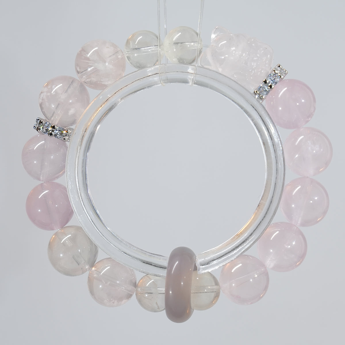 Bracelet｜"Blossoming Snow Mystery" Pink Quartz & Snowflake Obsidian for Love & Purify