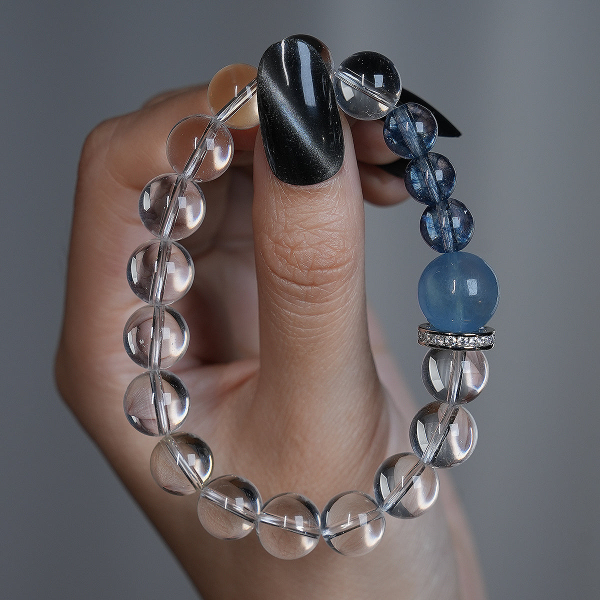 Bracelet｜"Clear Unstained Mountain" Clear Quartz & Aquamarine for Purification & Clarity