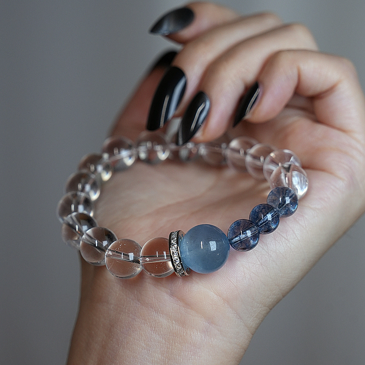 Bracelet｜"Clear Unstained Mountain" Clear Quartz & Aquamarine for Purification & Clarity