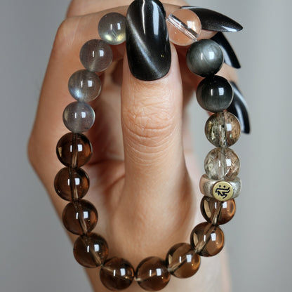 Bracelet｜"Fortune's Turn" Smoky Quartz & Hawk's Eye for Guard & Change