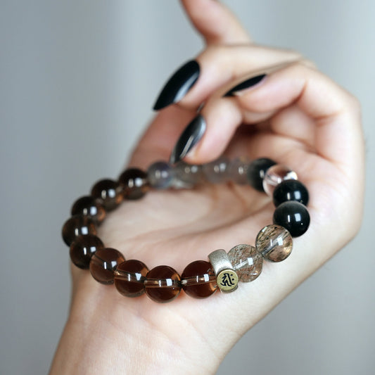 Bracelet｜"Fortune's Turn" Smoky Quartz & Hawk's Eye for Guard & Change