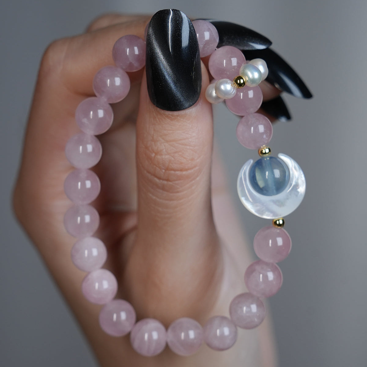 Bracelet｜"Strawberry Moon" Aquamarine & Mother of Pearl for Love & Insight