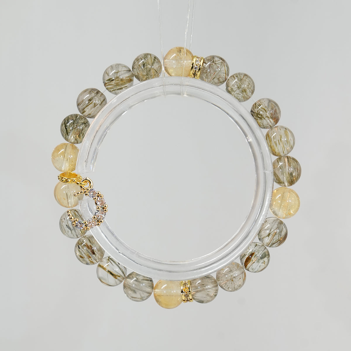 Bracelet｜"Glory and Splendor" Green Tourmalinated Quartz & Golden Aura Quartz for Wealth & Vitality