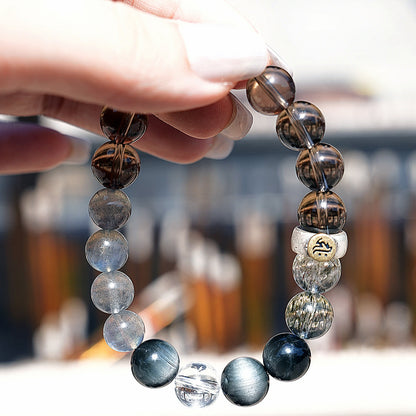 Bracelet｜"Fortune's Turn" Smoky Quartz & Hawk's Eye for Guard & Change