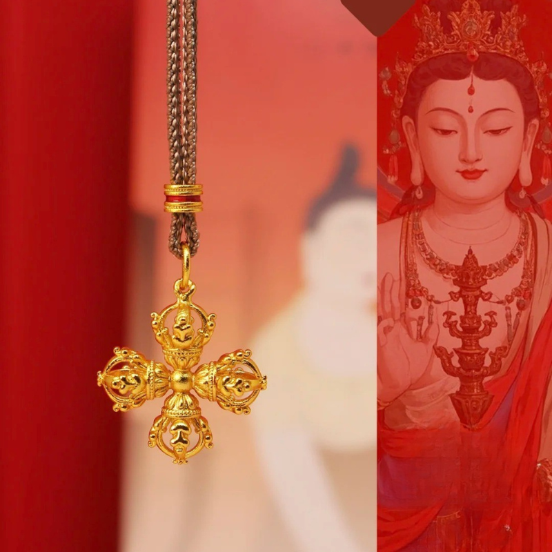 Gold-Plated 925 Silver｜Double Vajra Cross Pendant - Ultimate Symbol of Unshakable Balance & Enlightened Power