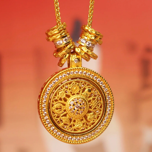 Gold-Plated 925 Silver｜Eight Treasures Compass Pendant - Navigate Life with Wisdom, Protection & Purpose