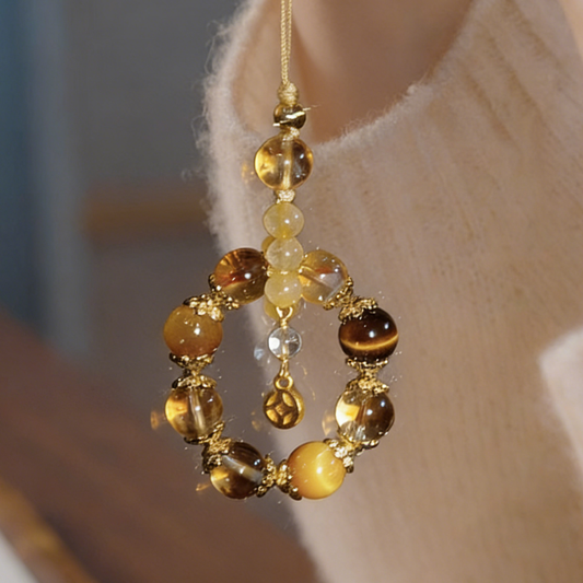 Charm Pendant｜"Wealth Vault", Yellow Quartz & Golden Tiger Eye, Attract Wealth & Blessing Protection