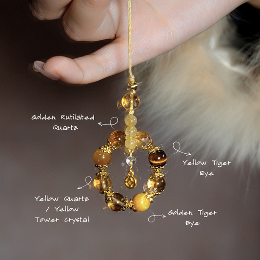 Charm Pendant｜"Wealth Vault", Yellow Quartz & Golden Tiger Eye, Attract Wealth & Blessing Protection