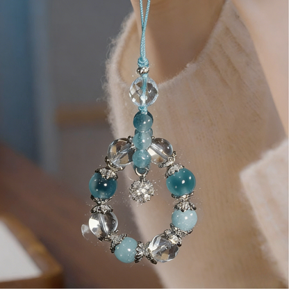 Charm Pendant｜"Eternal Wellness", Aquamarine & Candy Agate, Soothe Mood & Nurture Inner Peace