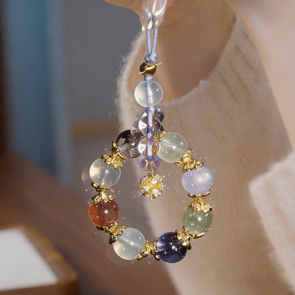 Charm Pendant｜"Smooth Sailing", Amethyst & Strawberry Quartz, Gain Wisdom & Boost Good Connections