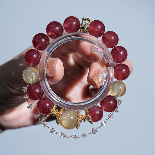 Bracelet｜"Colorful Candy" Strawberry Quartz & Citrine for Love & Wealth