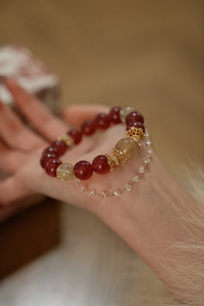 Bracelet｜"Colorful Candy" Strawberry Quartz & Citrine for Love & Wealth